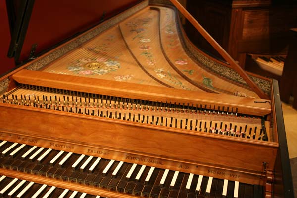 Harpsichord keyboard and soundboard